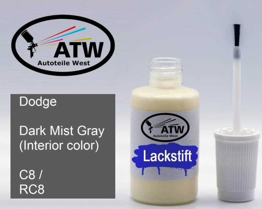 Dodge, Dark Mist Gray (Interior color), C8 / RC8: 20ml Lackstift, von ATW Autoteile West.